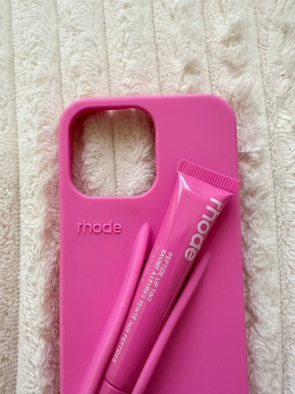 RHODE Silicone Lipgloss Phone Case IPhone 15 pro max + Lip Gloss Bundle NEW